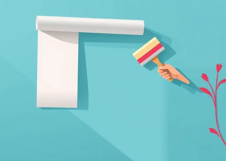 Pose de papier peint, rouleau et brosse à maroufler